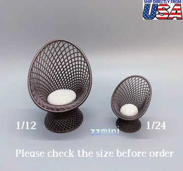 Dollhouse Miniature Outdoor Model Furniture Chair with Cushion Decoration