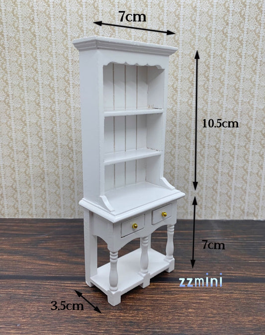 1/12 Dollhouse Miniature 2 Drawer White Cupboard Kitchen Hutch Cabinets with Pot Shelf
