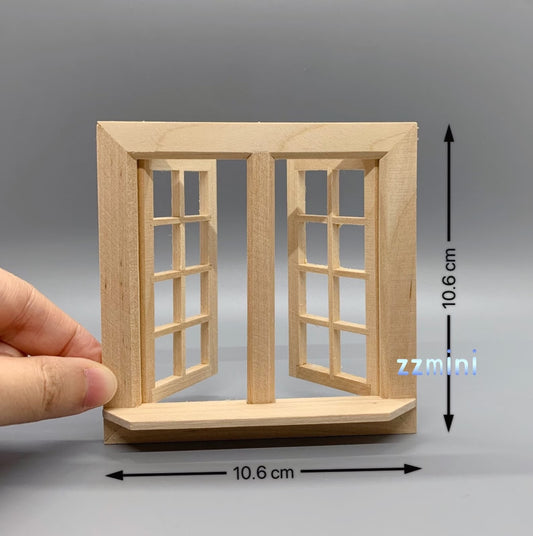 1:12 Dollhouse Miniature DIY Unfinished Wooden Double Hung Window Furniture Casement Dec Toy