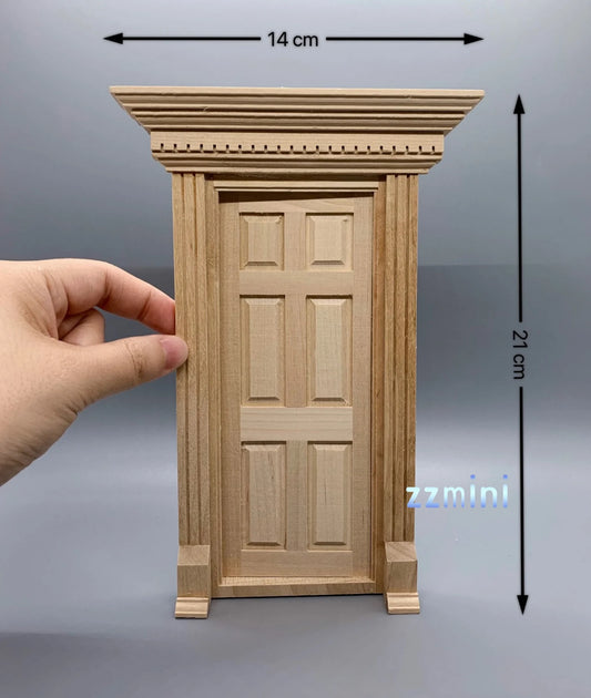 1/12 HANDMADE Miniature Interior Baroque Door Wooden Dollhouse Housework Can Be Painted Decoration