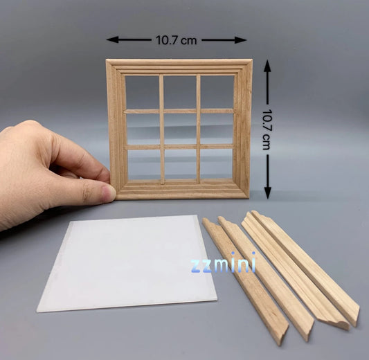 1:12 Dollhouse Miniature DIY Unfinished Wooden Window Furniture Casement Dec Toy