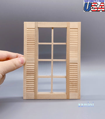 1:12 Dollhouse Miniature DIY Unfinished Wooden Room Basement Frame Window Furniture Casement Dec Toy