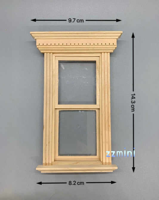 1:12 Dollhouse Miniature DIY Unfinished 2 Panel Wooden Window Frame Furniture Kit Casement Dec Toy