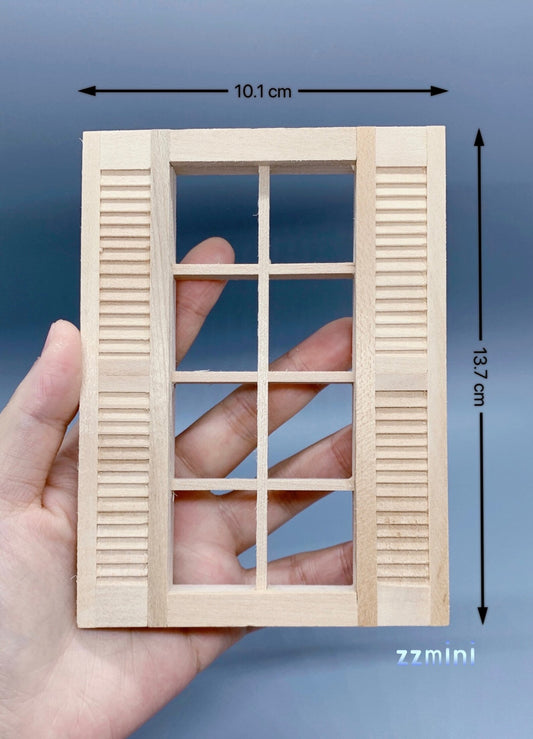 1:12 Dollhouse Miniature DIY Unfinished Wooden Room Basement Frame Window Furniture Casement Dec Toy