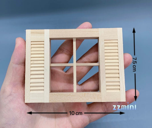 1:12 Dollhouse Miniature DIY Unfinished 4 Panel Wooden Window Frame Furniture Kit Casement Dec Toy