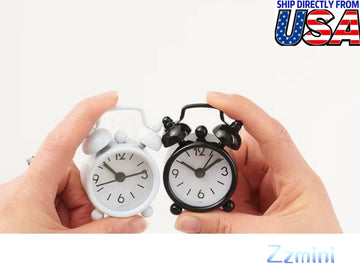 1/6 Real Use Metal Classic Alarm Clock With Battery 2 Pieces(Black+White) Furniture Dollhouse Miniature Action Figures Toys