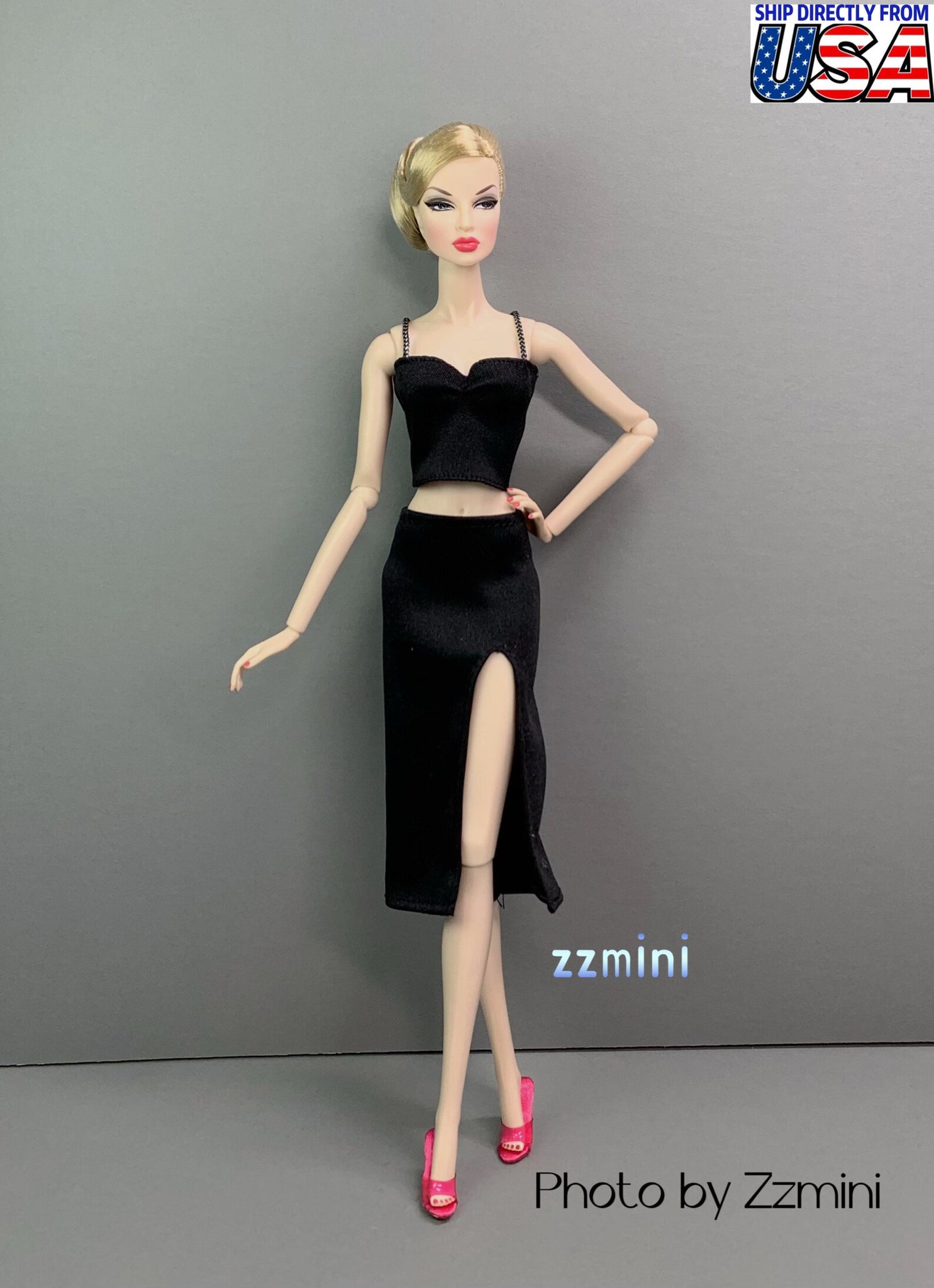 2pcs Handmade Outfits Sleeveless Crop Top With Long Skirt Set For 11.5inch Fashion Doll Clothes 1/6 Toy