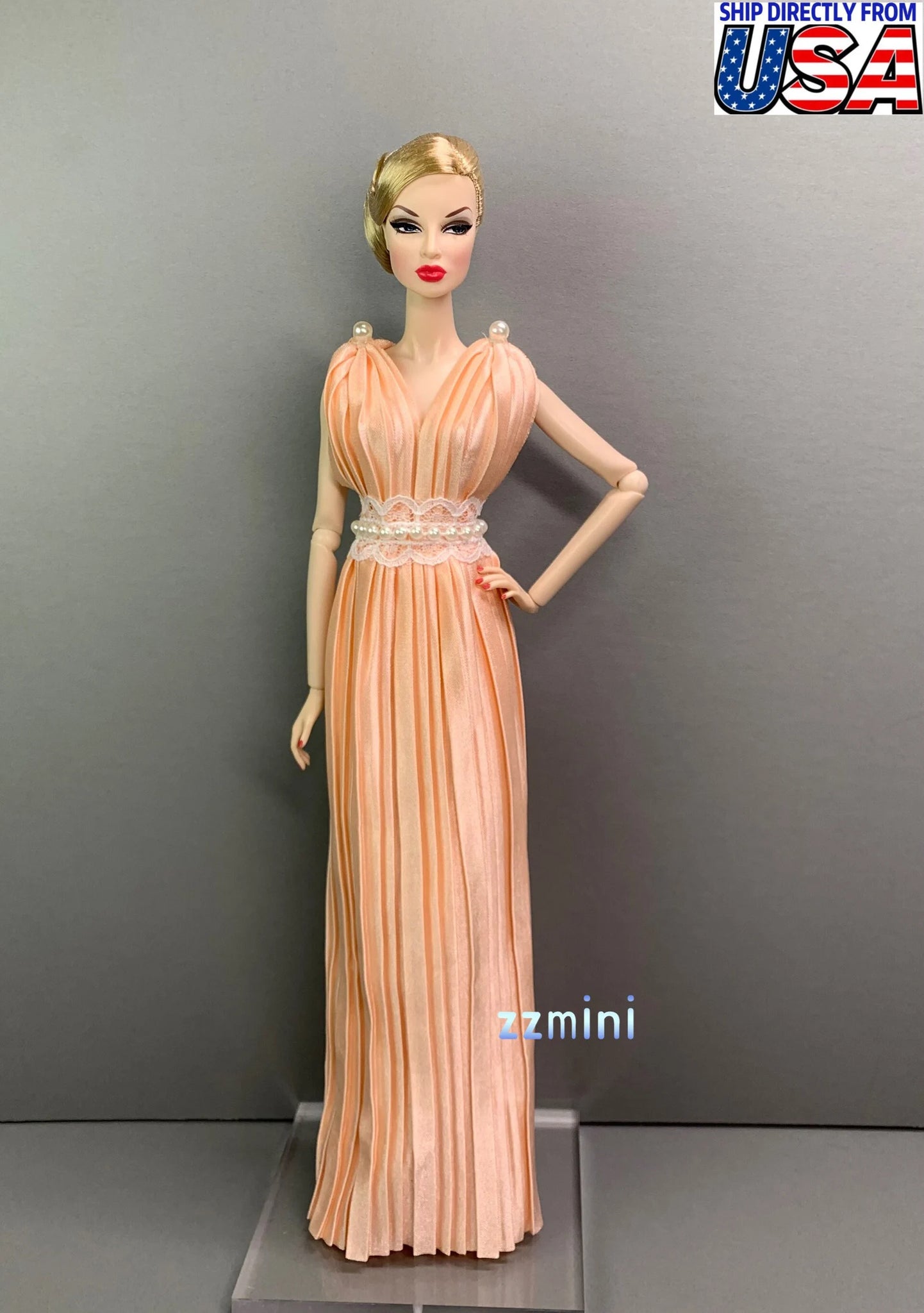 Orange Wedding Dress for 11.5inch Fashion Doll Princess Long Evening Dresses 1/6 Doll Clothes