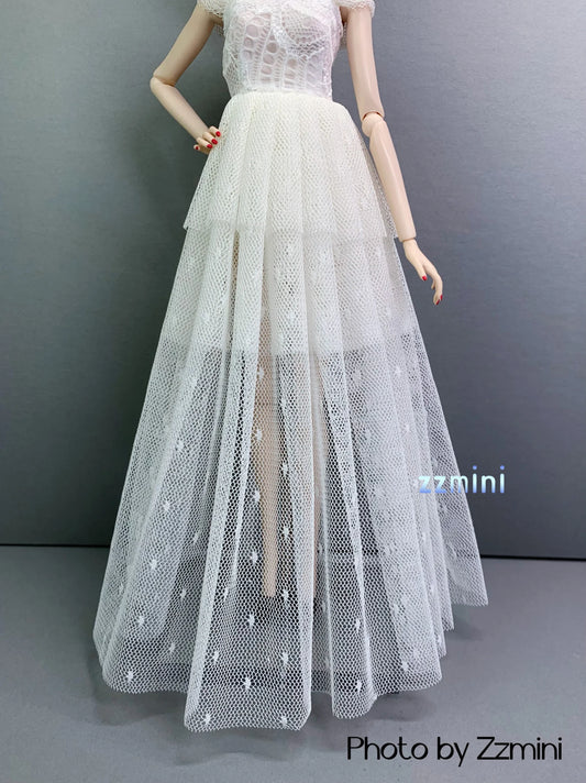 1/6 White Handmade 2 Layers Dress For 11.5'' / 30cm Fashion Doll Clothes Gown Wedding Dress