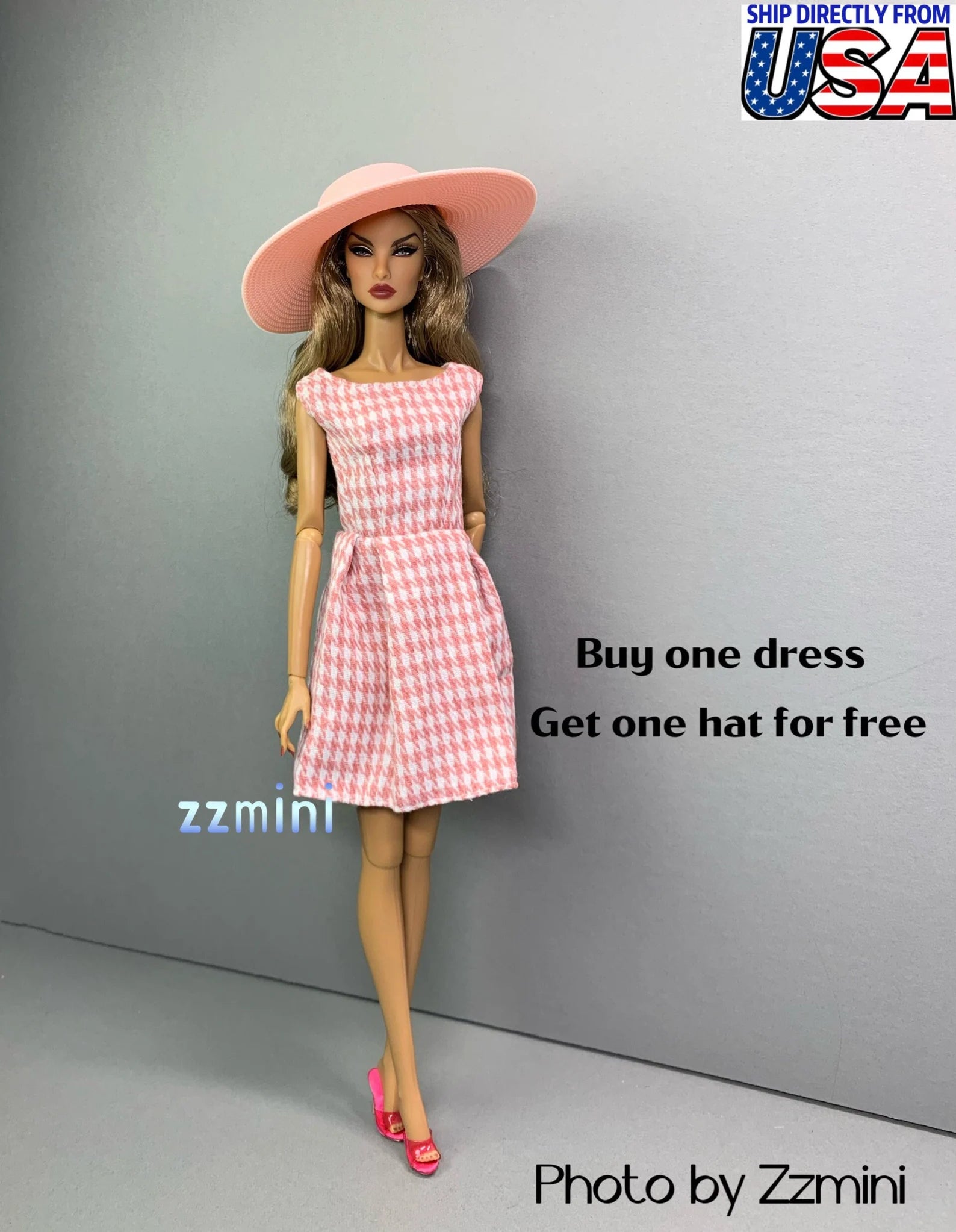 Fashion Doll Dress Pink Little Classical Evening Beach Dress Clothes Handmade For 11.5" Doll