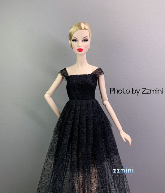 1/6 Black Handmade 2 Layers Dress For 11.5'' / 30cm Fashion Doll Clothes Gown Wedding Dress