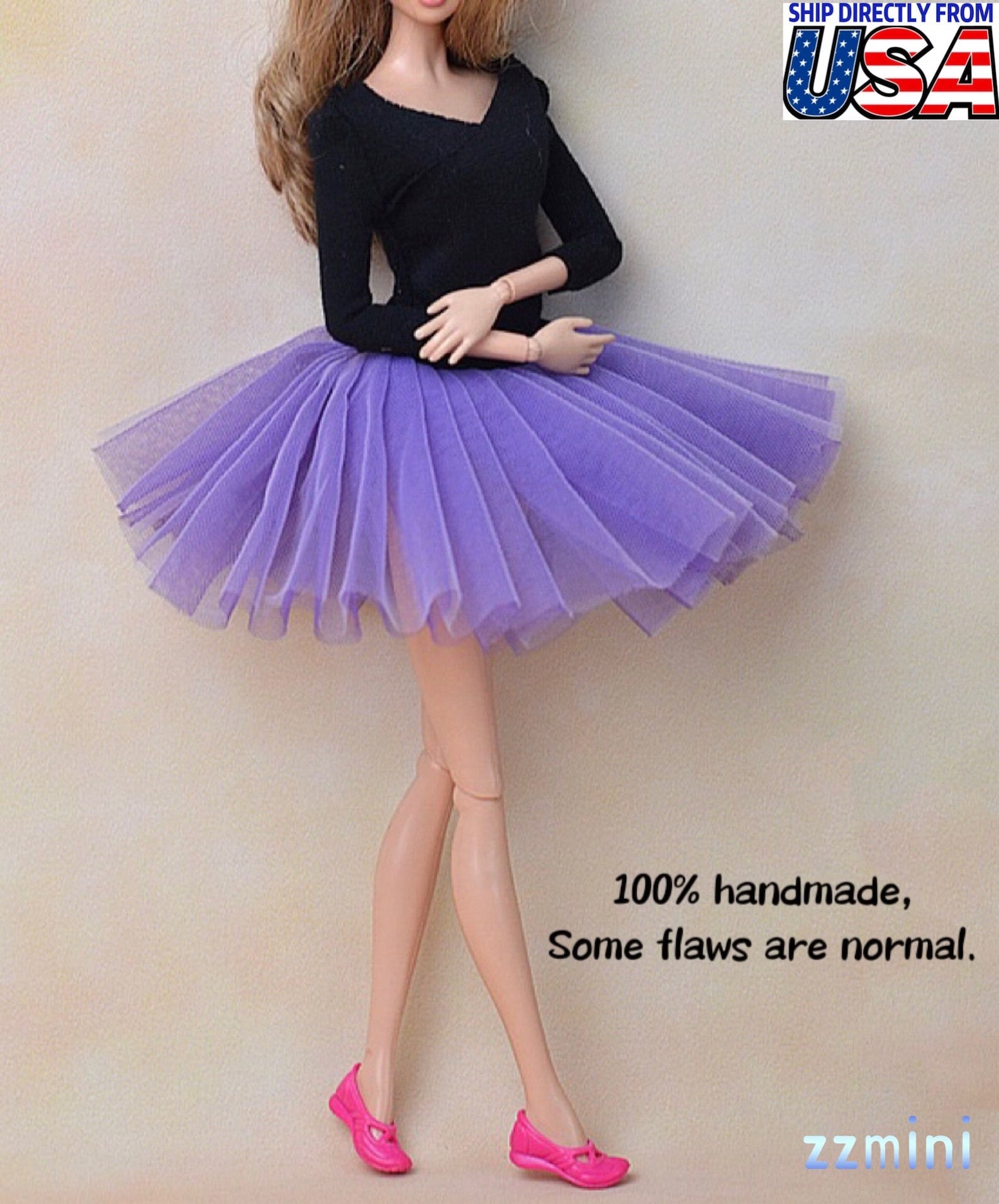 11.5'' Fashion Doll Black and Purple Ballet Dress Princess Grown Handmade Wedding Party Dresses For Doll Use
