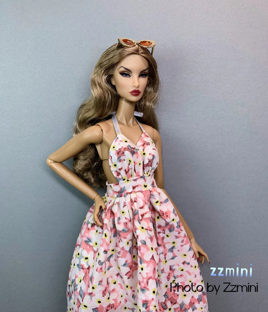 Floral Print Maxi Dress For 11.5inch Fashion Doll Princess Long Sleeveless Evening Beach Dresses For 1/6 Doll Clothes