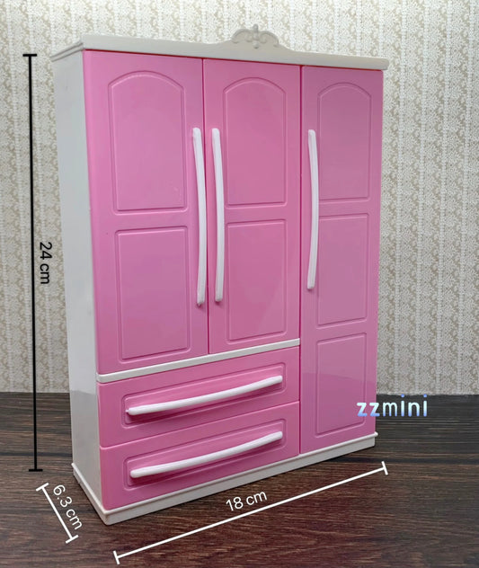 Dollhouse Miniature Cabinet Livingroom Bedroom Wardrobe Clothing Closet With 10PCS Hangers Extension Rack Furniture Decoration Gift