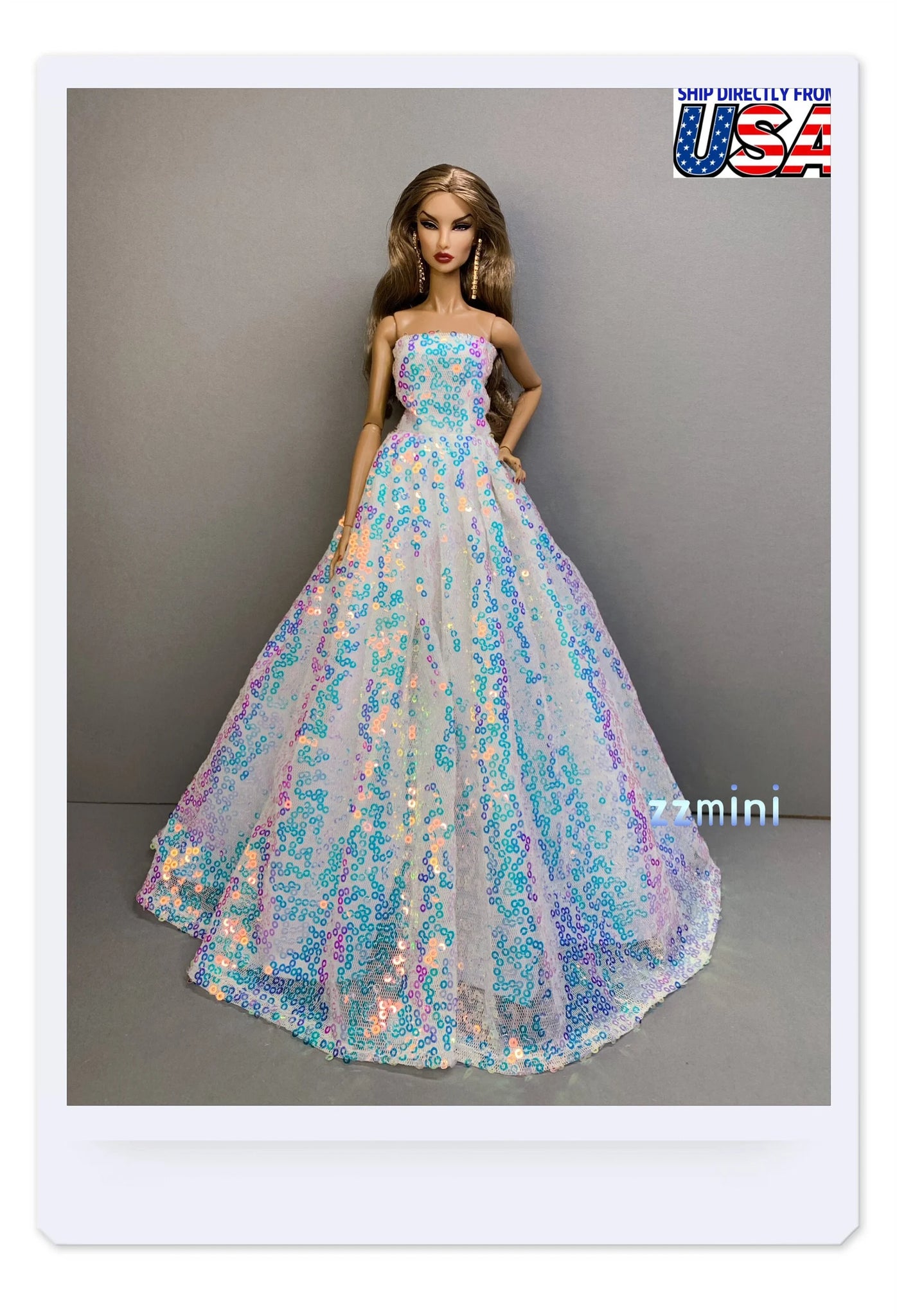 White Party Wedding Dress for 11.5inch Fashion Doll Princess Gradient Color Long Evening Dresses 1/6 Doll Clothes