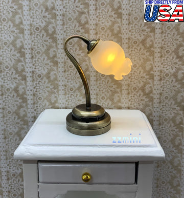 1/12 Dollhouse Miniature Table Lamp LED Light Lamp Battery Use Decoration