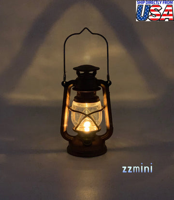 1/12 Dollhouse Miniature Table Lantern LED Light Lamp Battery Use Decoration