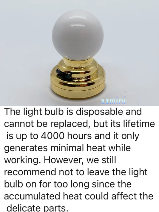 1/12 Dollhouse Miniature White Globe Shade Hanging Ceiling LED Light Chandelier Lamp Battery Use Decoration