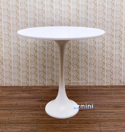 1/6 Dollhouse Miniature 3pcs White Dining Room Round Table Chairs Set Furniture Decoration Toy Gift