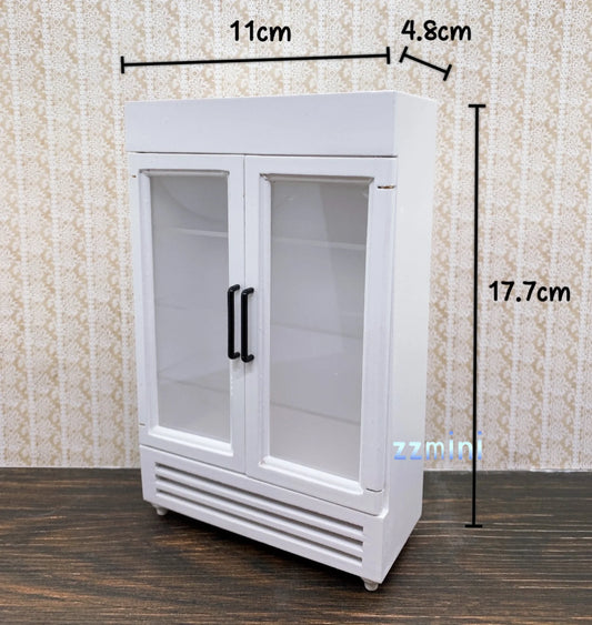 1:12 Dollhouse Miniature Wood White Double Door Refrigerator Freezer Dollhouse Model Kitchen Furniture Decoration