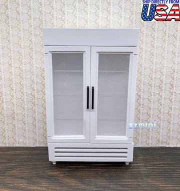 1:12 Dollhouse Miniature Wood White Double Door Refrigerator Freezer Dollhouse Model Kitchen Furniture Decoration