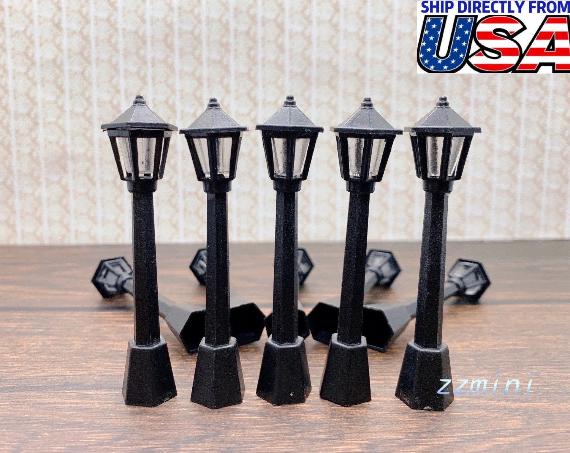10PCS Dollhouse Miniature 1:12 scale Street Light Lamp Model Fairy Garden Decor