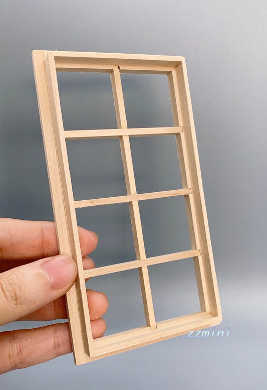 1/12 Dollhouse Miniature 8 panel Wooden Window Unfinished Doll Houseworks Decoration