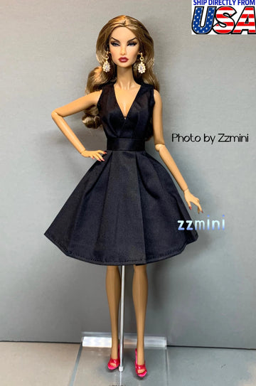 Fashion Doll Dress Black Little Classical Evening Dress Clothes for 11.5" Doll